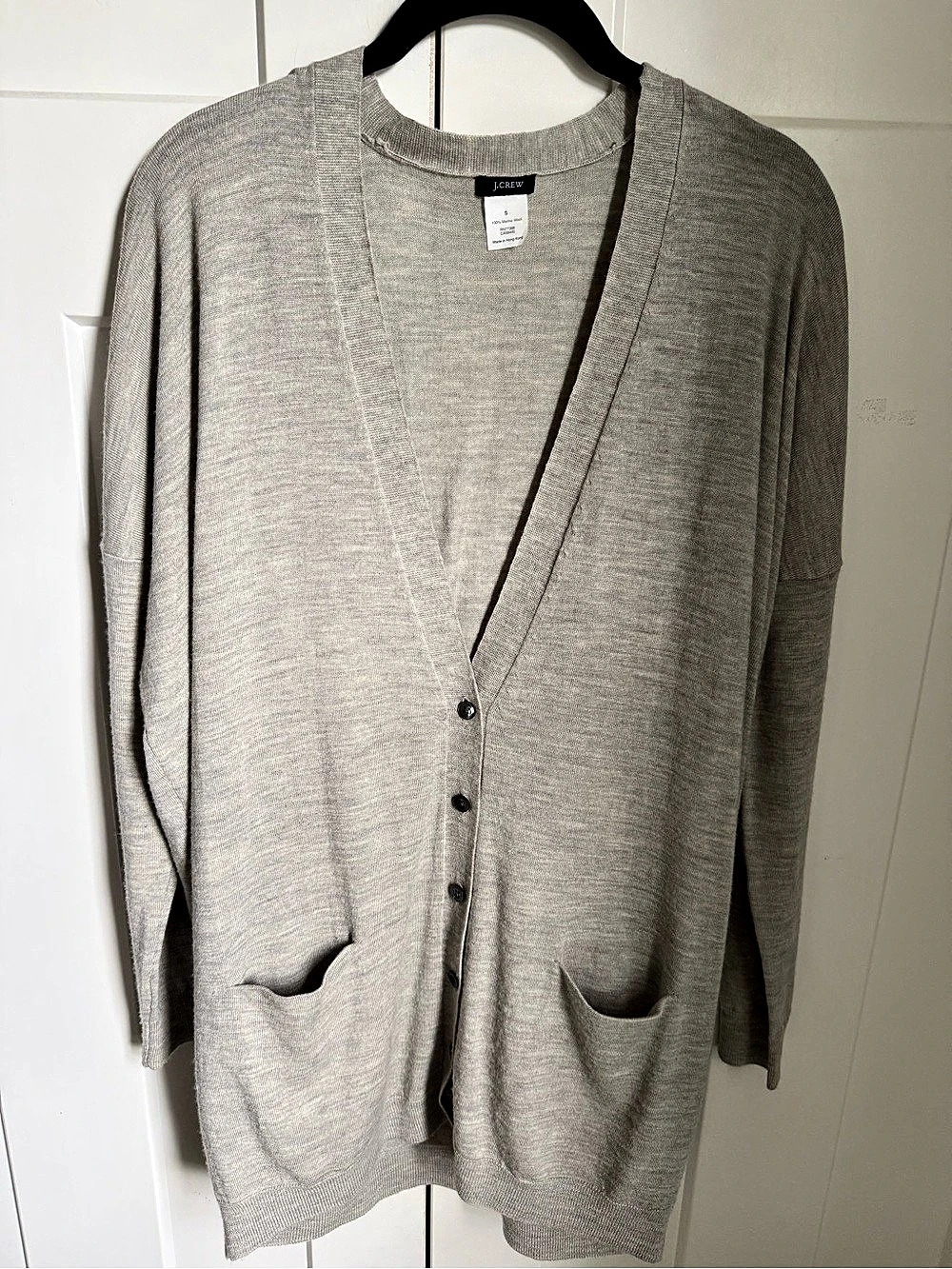 J.Crew 100% Merino Wool Cardigan in Gray Size Small Like New